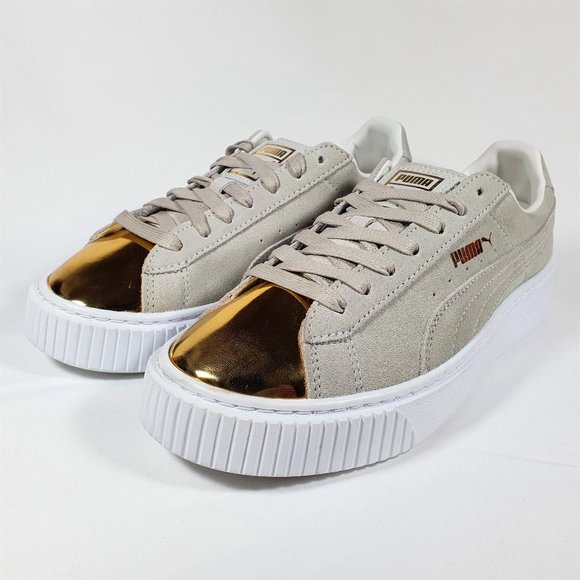 white puma suede platform